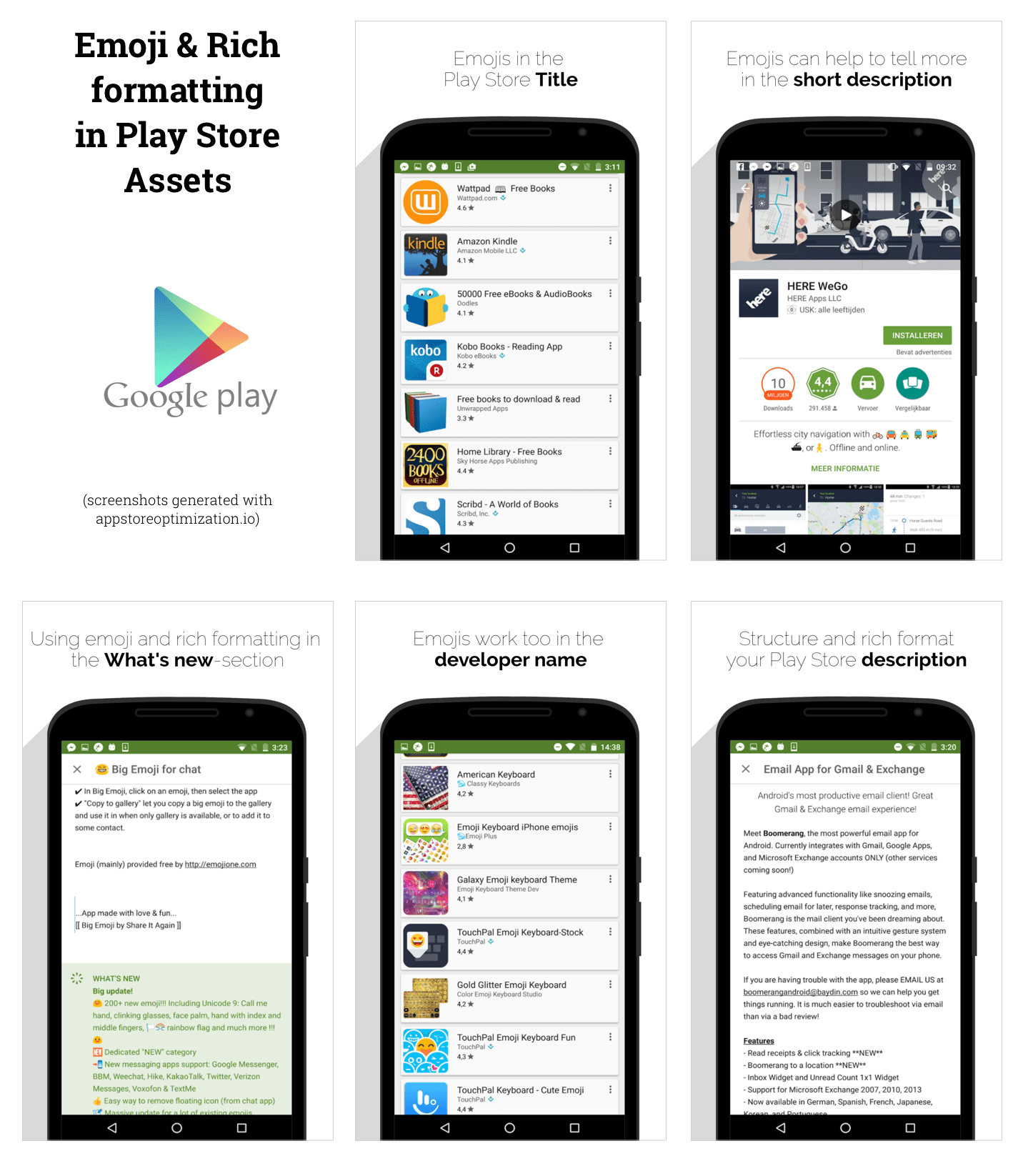 emojis & rich formatting in play stores assets