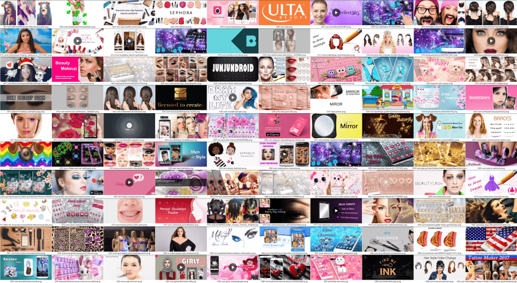 Feature graphics in the beauty category — contain a lot of photography of women