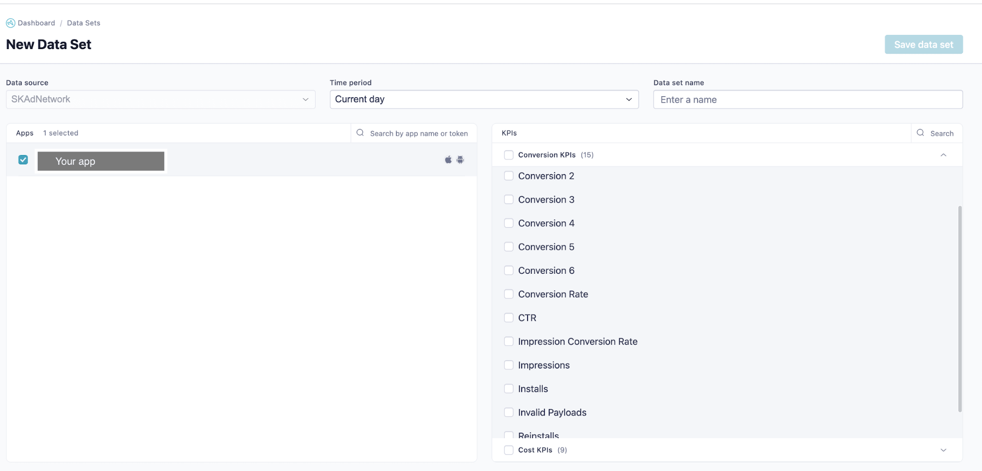 New Data Set Dashboard