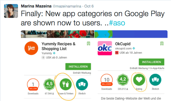 new app categories on google play are shown now to users