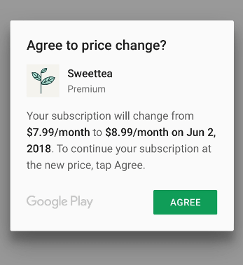 sweettea price change dialog